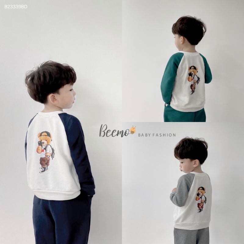 Bộ nỉ bé trai BEEMO B078 Bộ quần áo bé chất liệu nỉ da cá mềm - PAPALEMON