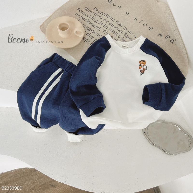 Bộ nỉ bé trai BEEMO B078 Bộ quần áo bé chất liệu nỉ da cá mềm - PAPALEMON