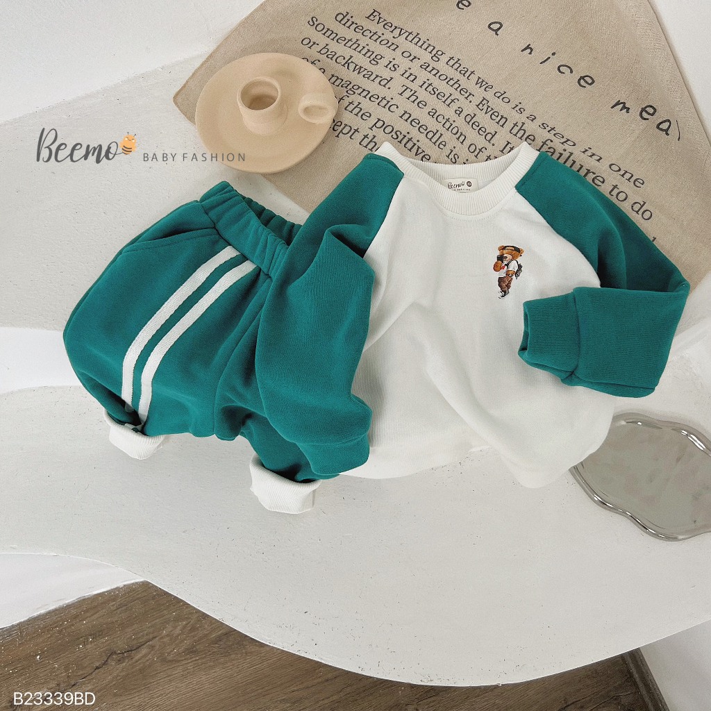 Bộ nỉ bé trai BEEMO B078 Bộ quần áo bé chất liệu nỉ da cá mềm - PAPALEMON