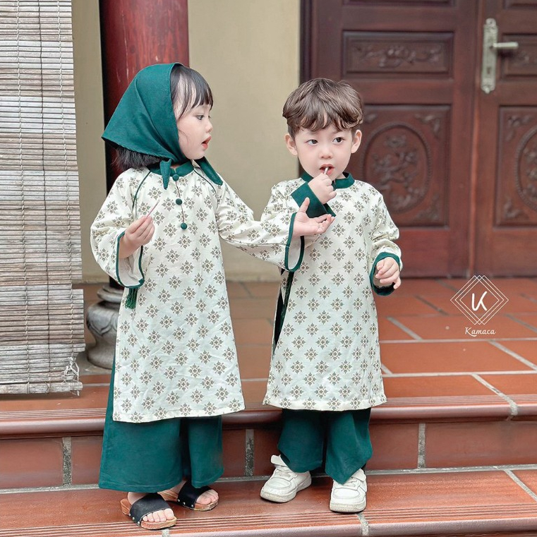 Áo dài cách tân KAMACA cho bé trai bé gái mặc Lễ Tết, Mùa Xuân AD14