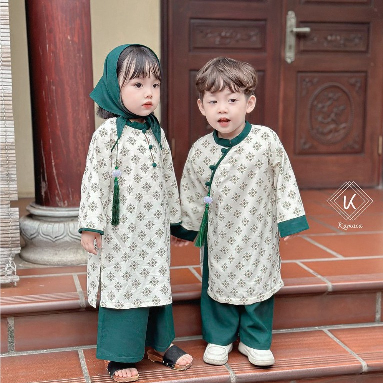 Áo dài cách tân KAMACA cho bé trai bé gái mặc Lễ Tết, Mùa Xuân AD14