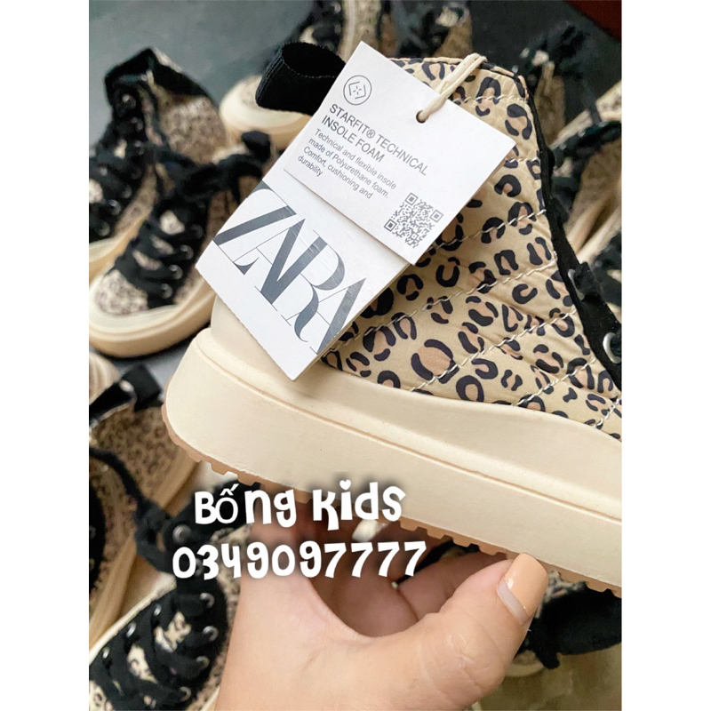 Giày Sneakers Bé Gái Cổ Cao Đốm Be ZR