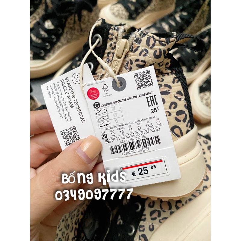 Giày Sneakers Bé Gái Cổ Cao Đốm Be ZR