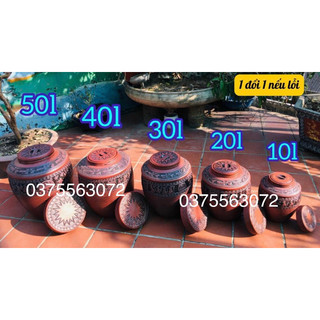 Chum sành ngâm rượu đủ size 10L/20L/30l đựng gạo đắp nổi trống đồng Đông Sơn
