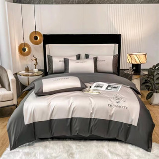Bộ cotton lụa dremcity 4 món cao cấp, sét 4 món gồm 2 vỏ gối đầu, 1 vỏ chăn , 1 ga trải giường