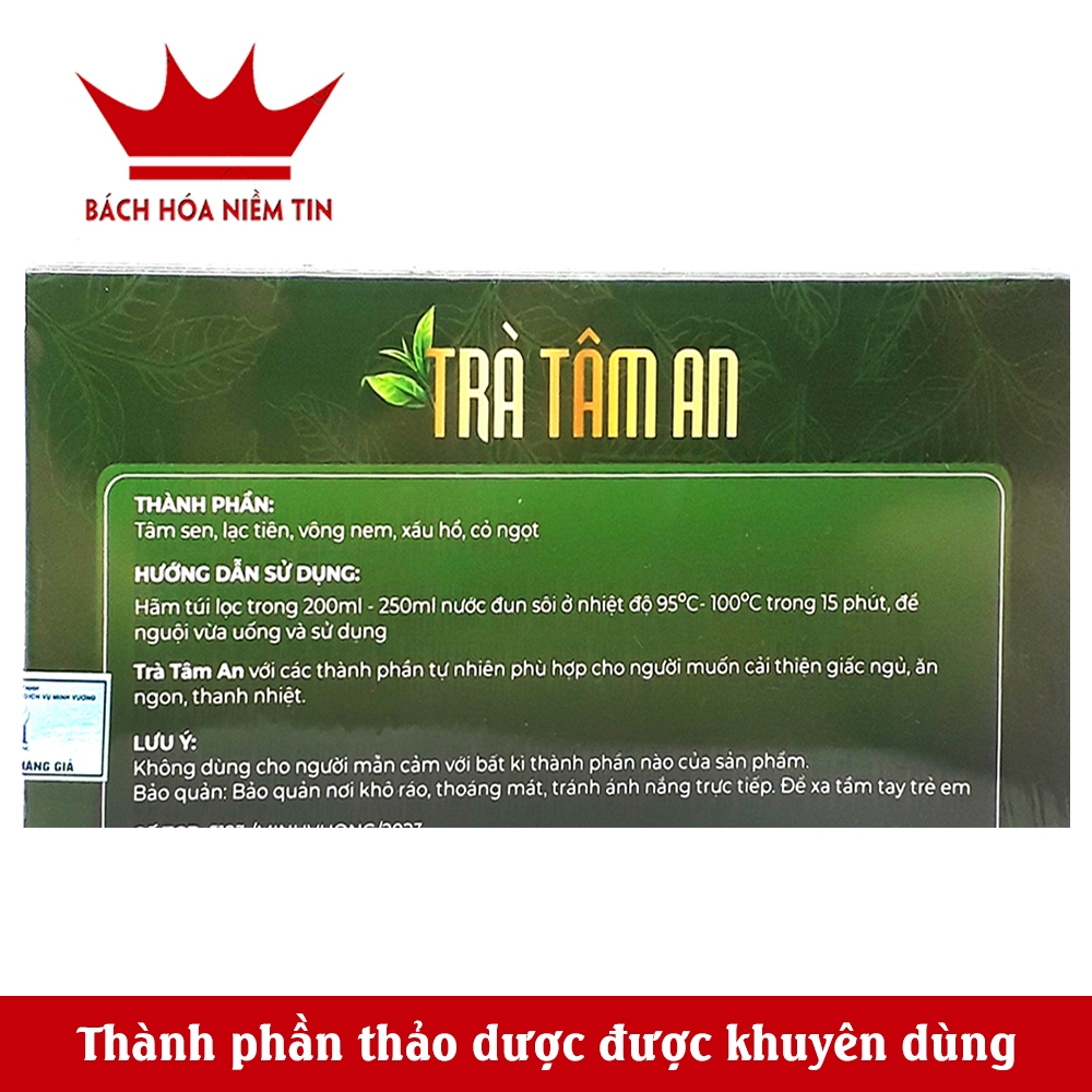 Trà Tâm An Lạc Tiên Tâm Sen - lá vông giúp ngủ ngon, thanh nhiệt cơ thể - hộp 30 gói x3 gam
