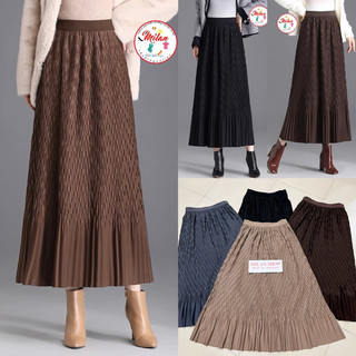 Chân váy dài midi dập gân ô sang chảnh
