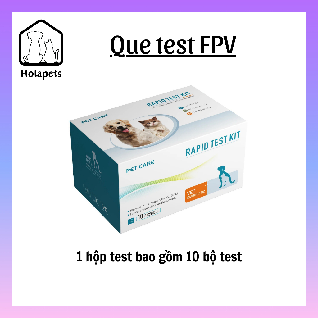 Que Test FPV Kit Xét Nghiệm Bệnh Giảm Bạch Cầu Mèo (1 hộp 10 test) Holapets