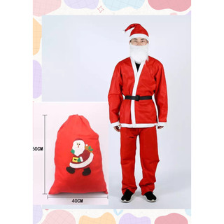 Bộ quần áo ông già noel, trang phục noel chất bông nỉ đầy đủ chi tiết