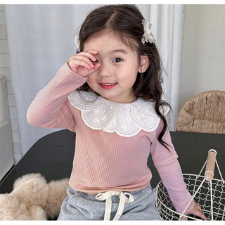 Áo len cổ ren cho bé gái - len tăm siêu mịn