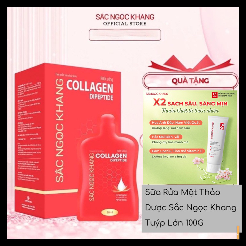 [Hộp 30 gói] Nước uống đẹp da Collagen Dipeptide Sắc Ngọc Khang hấp thụ nhanh và vượt trội giúp trẻ hóa làn da- săn chắc