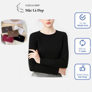 Áo phông nữ CLEENASHOP dài tay dáng ôm body, cổ tròn, chất borip cotton co giãn thấm hút tốt nhiều màu