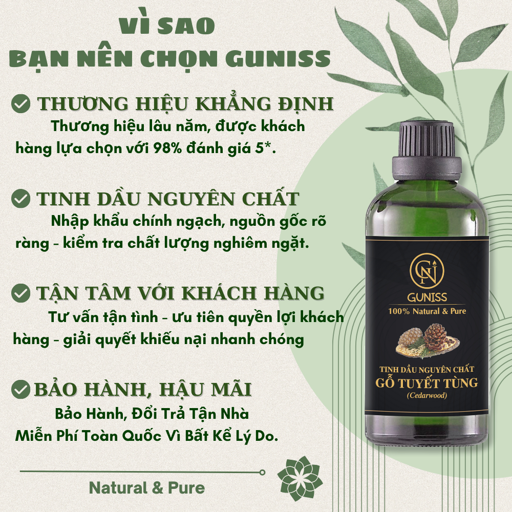 Tinh Dầu Sả Chanh Guniss 100ML |  Guniss VNXK Có Kiểm Định | 100% Natural.