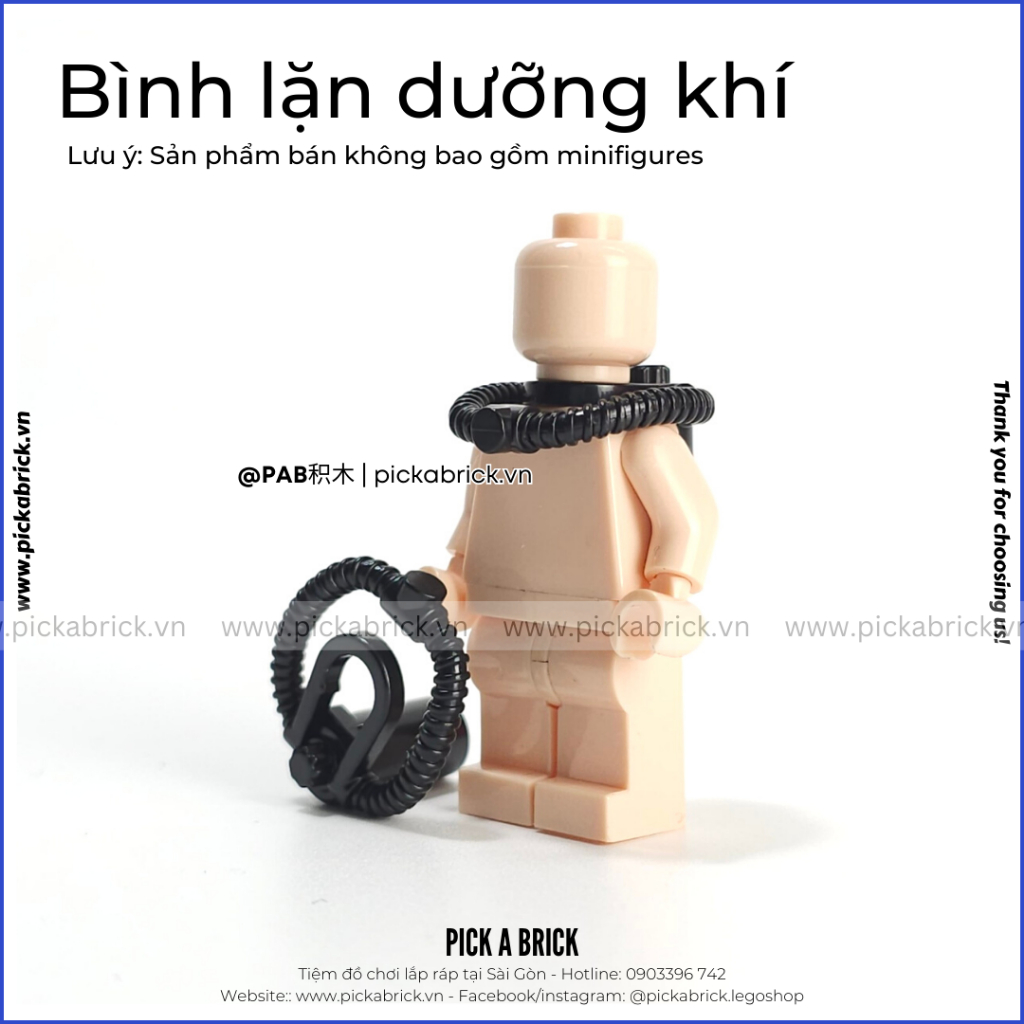 Bộ đồ lặn - Kính bơi Bình dưỡng khí Scuba Diving - Đồ chơi lắp ráp mô hình gạch MOC mũ nón cho nhân vật Minifigures SWAT