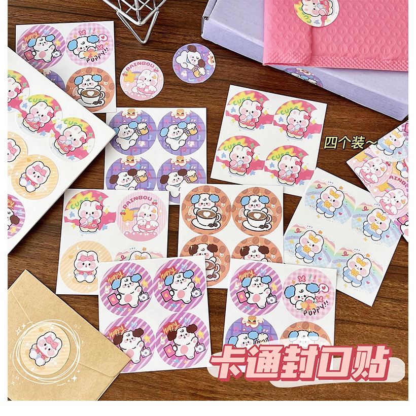 Sét 10 tấm sticker cute dán trang trí thiệp, túi quà tặng, sổ tay, hình dán hoạt hình dễ thương