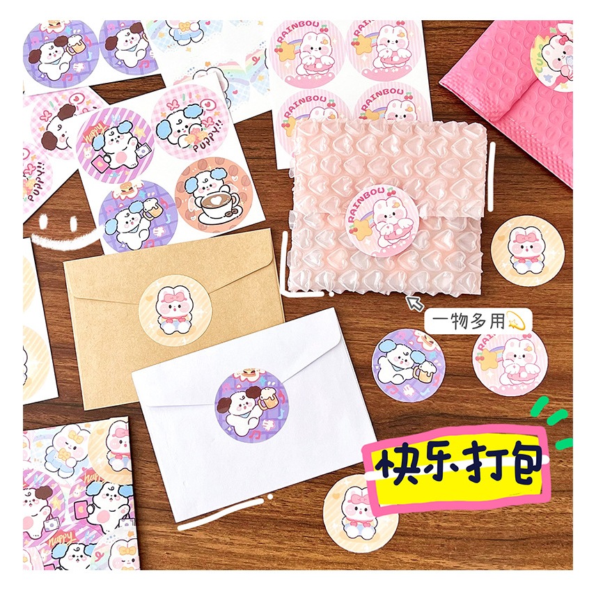 Sét 10 tấm sticker cute dán trang trí thiệp, túi quà tặng, sổ tay, hình dán hoạt hình dễ thương