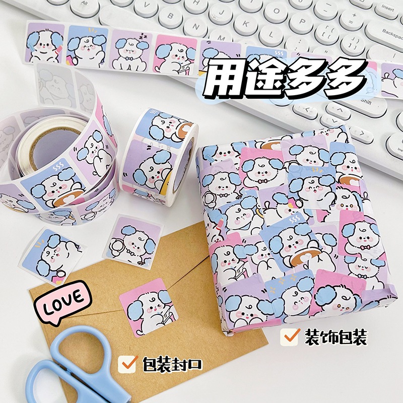 Sticker cute cuôn 300 hình dán trang trí sổ tay, thiệp, túi quà tặng hoạt hình dễ thương