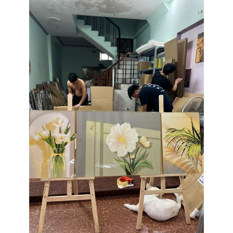 Bộ 3 Tranh Treo Tường Hoa Lá Hoàng Hôn Hướng Dương Phòng Khách/ Ngủ/ Khách Sạn/ Quà Tặng khai trương SPA Decor Nhà Cửa
