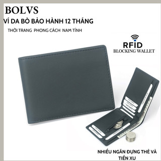 Ví da thật, bóp nam đựng tiền thẻ dáng ngang BOLVS mã VN 8