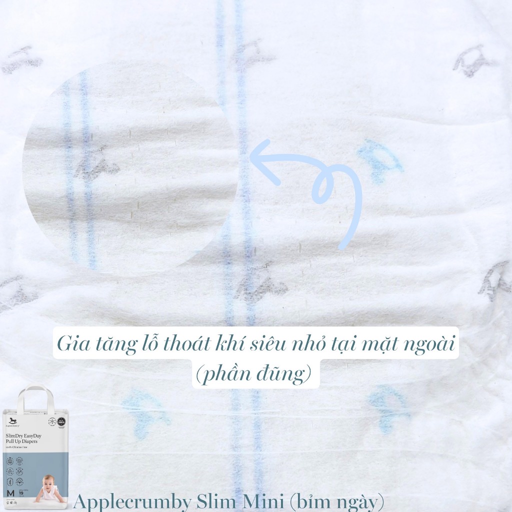 Bỉm dán/quần APPLECRUMBY SLIM cao cấp Malaysia siêu mềm mỏng cho bé S21/M19/L17/XL15/XXL13