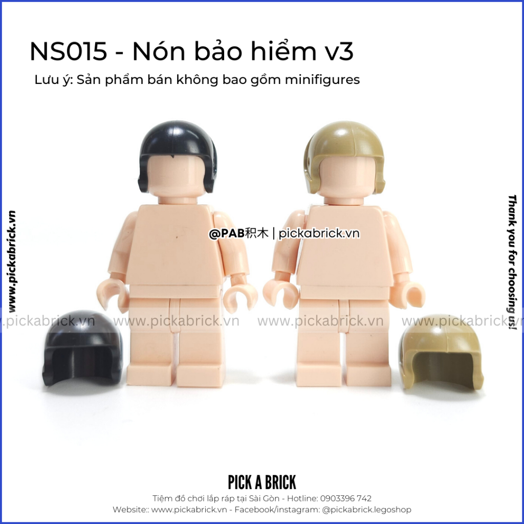 Phụ kiện Mũ bảo vệ Nón bảo vệ cho lính đặc nhiệm quân sự NS03 SWAT Army - Đồ chơi lắp ráp mô hình gạch MOC Minifigures