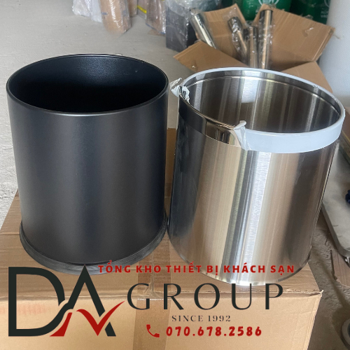 THÙNG RÁC INOX VĂN PHÒNG CAO CẤP DẠNG TRÒN 2 LỚP C-012