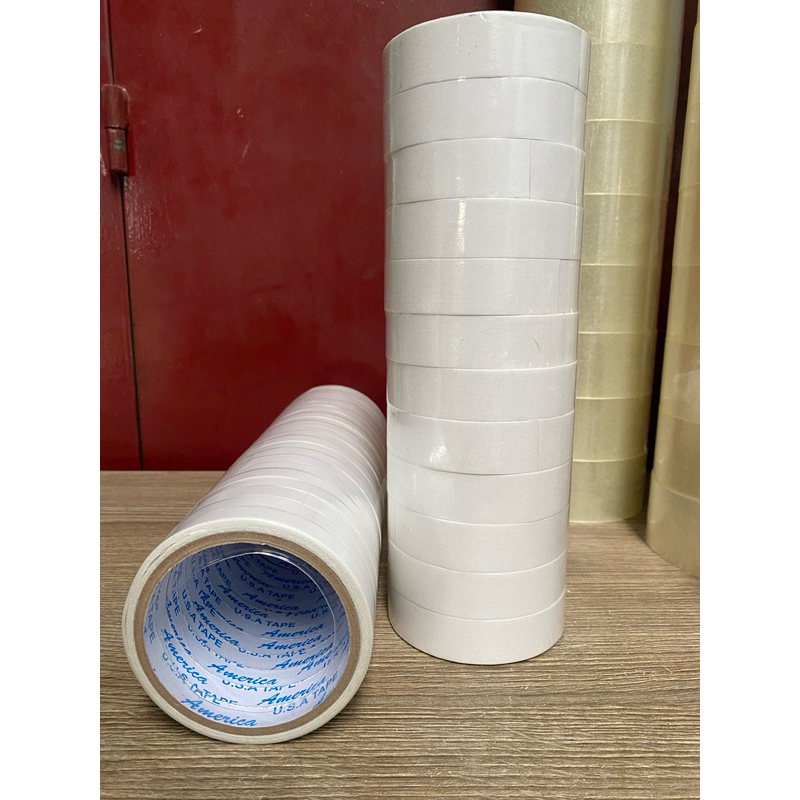 Băng keo 2 mặt trắng 12mm/24 cuộn, 24mm/12 cuộn, 48mm/6 cuộn độ dính cao.