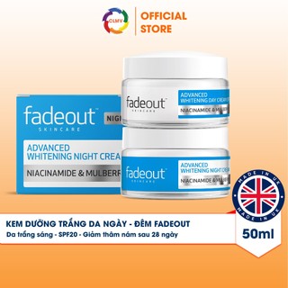Kem dưỡng trắng da FADEOUT Advanced Anh Quốc 50ml, dưỡng trắng sáng đều màu, chống nắng và giảm vết thâm nám sau 28 ngày