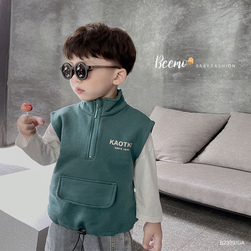 Áo Gile cho bé BEEMO A060 áo thu đông cho bé chất nỉ dày dặn, lót bông mềm - PAPALEMON