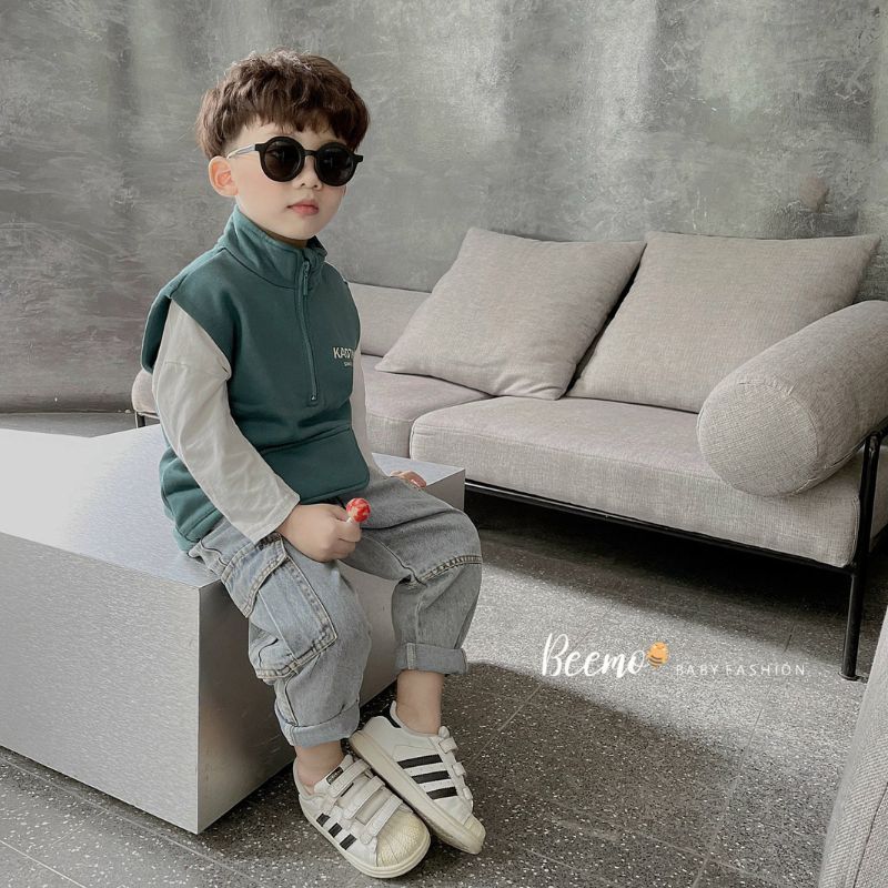 Áo Gile cho bé BEEMO A060 áo thu đông cho bé chất nỉ dày dặn, lót bông mềm - PAPALEMON