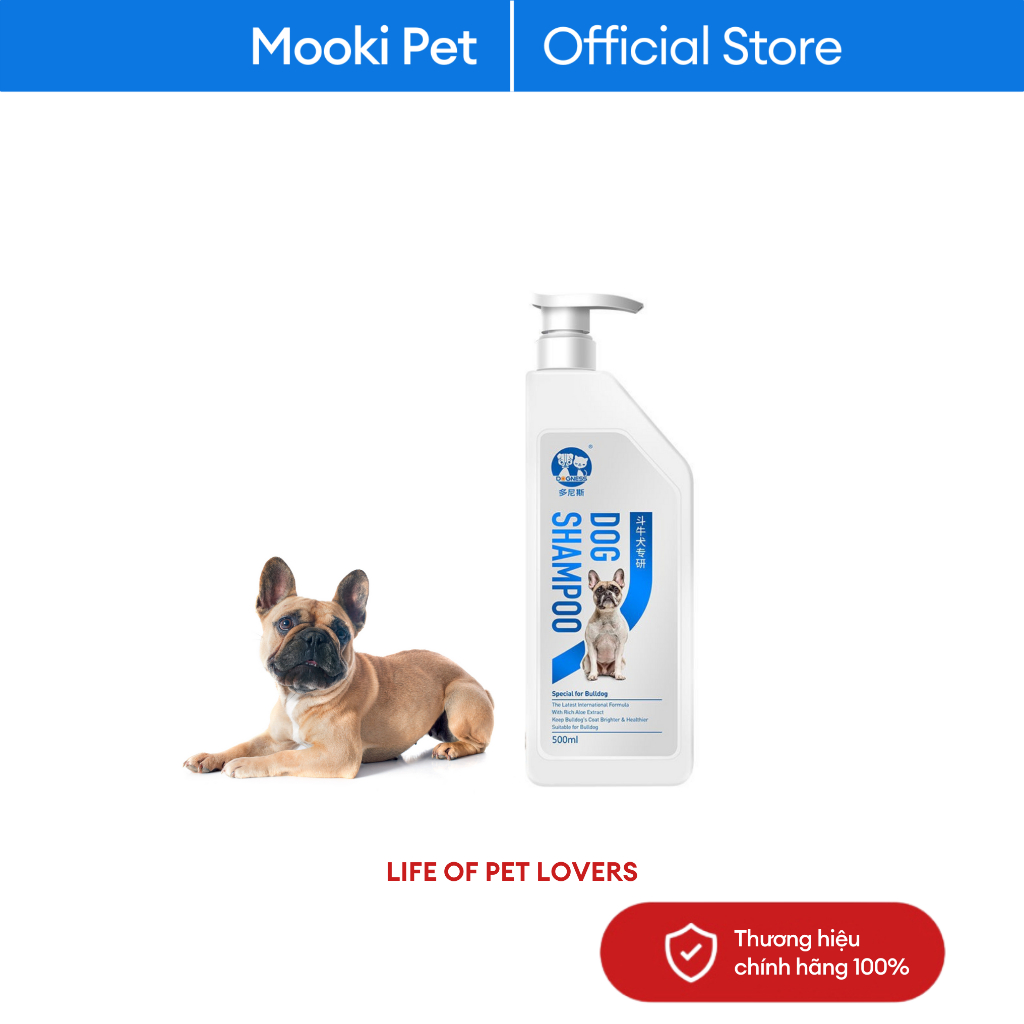 Sữa tắm dành cho chó Bull pháp khử mùi hôi khử khuẩn chai 500ml Mooki Pet