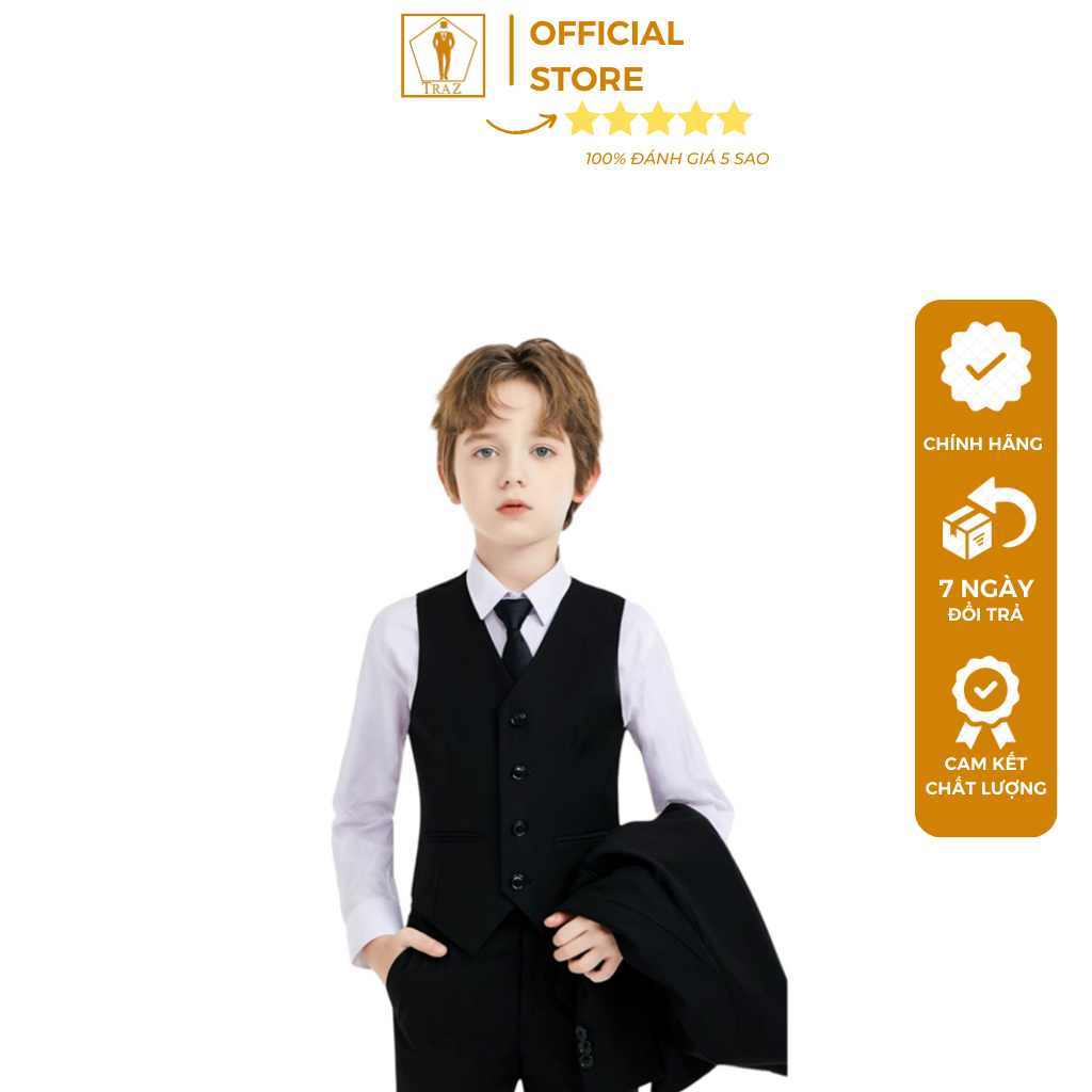 Bộ set gile bé trai TRAZ MEN công tử yếm ghile cho trẻ em 15-50kg(1 gile+1 quần+1 nơ)(bụng to tăng 1 đến 2 size)