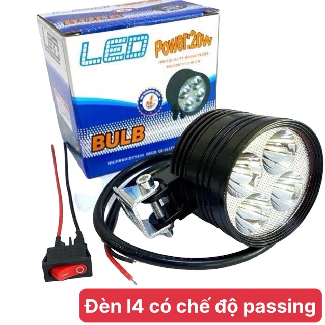 Đèn trợ sáng l4 Ngắn 3 chế độ Sáng(tặng kèm công tắc bật tắt)