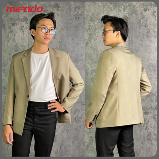 Áo Khoác Blazer nam màu nâu tây cao cấp dáng rộng phong cách hàn quốc trẻ trung 1 nút mifado