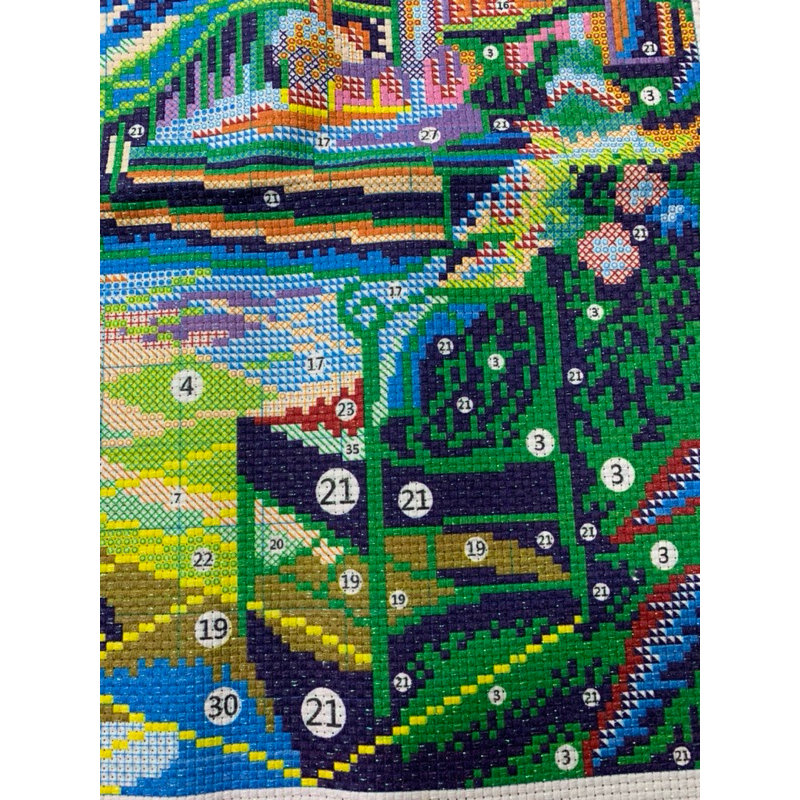 Tranh thêu 60*80cm 9CT VẢI KIM TUYẾN