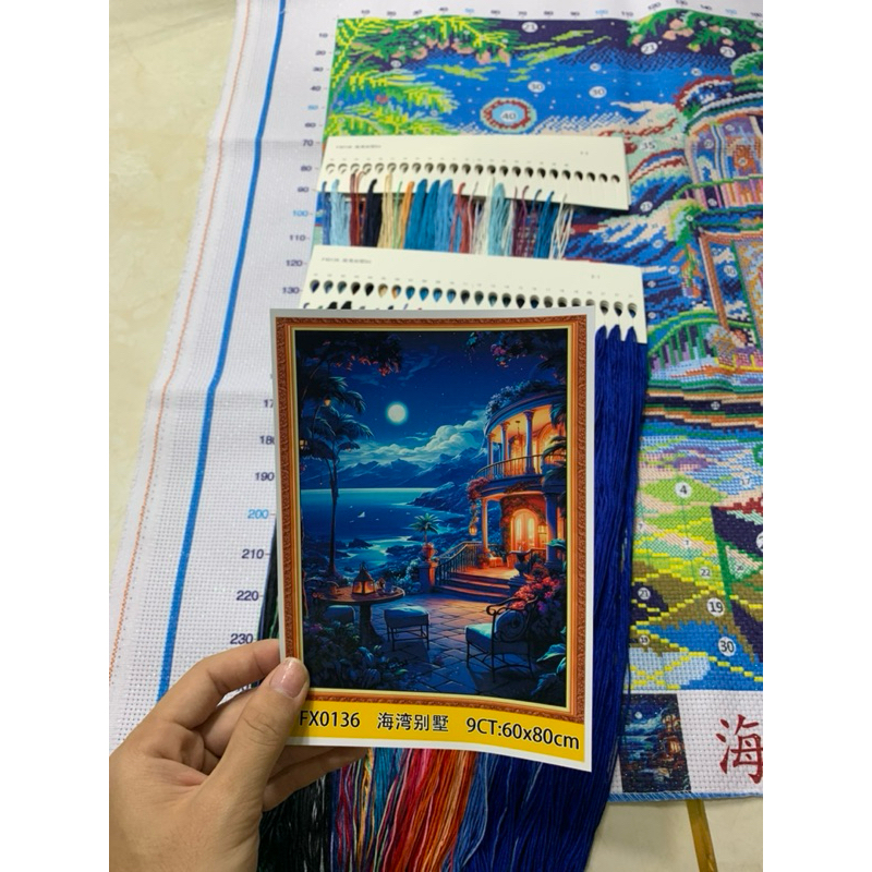 Tranh thêu 60*80cm 9CT VẢI KIM TUYẾN