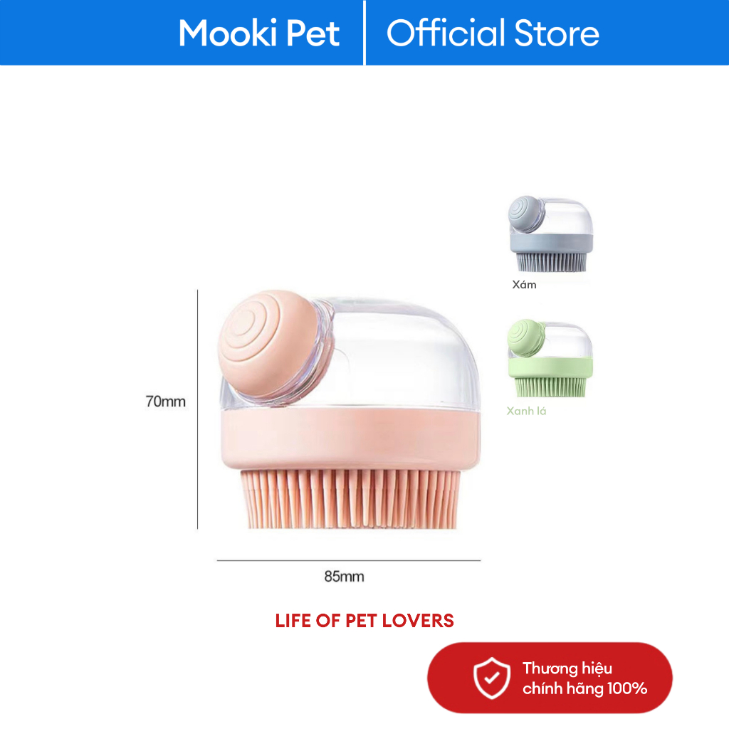 Bàn chải Silicon tắm chó mèo loại bỏ lông rụng - Bản chải Massege thú cưng Mooki Pet