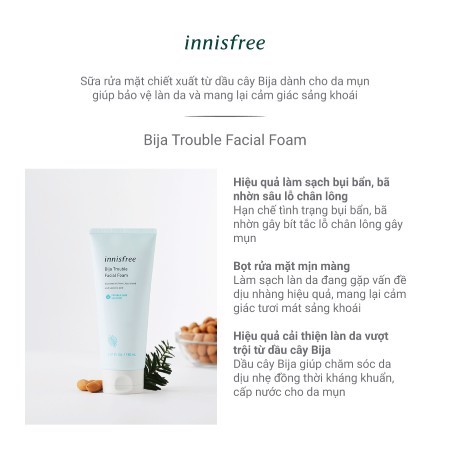 Sửa Rửa Mặt Thảo Dược Innisfre Bija Trouble Facial Foam