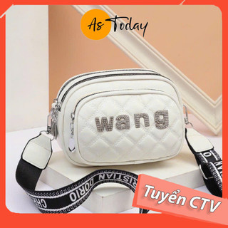 Túi Đeo Chéo Đeo Vai Đựng Tiền Nữ 3 Ngăn Astoday Trắng Đen 20cm