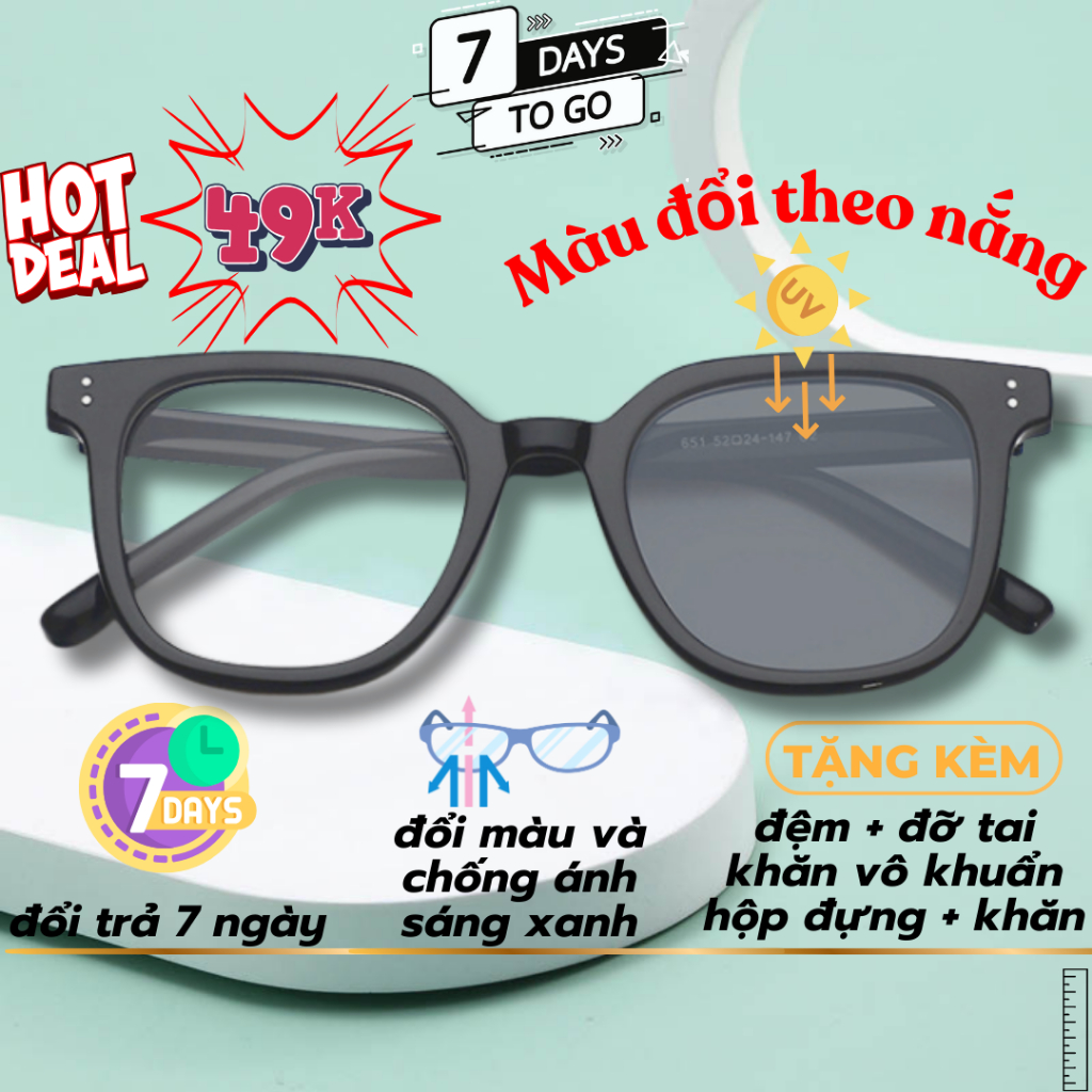 Kính Đổi Màu Khi Ra Nắng, Kính Chống Ánh Sáng Xanh, Kính Mát Đổi Màu Thời Trang Chống Tia uv shop 7DaysToGo lily anna