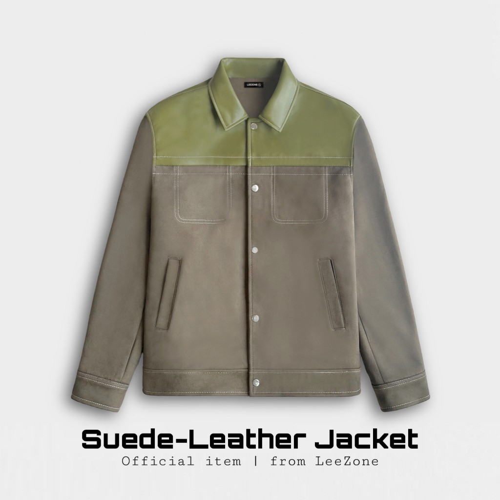 Áo khoác Da phối nam LeeZone cao cấp | Da lộn phối da PU