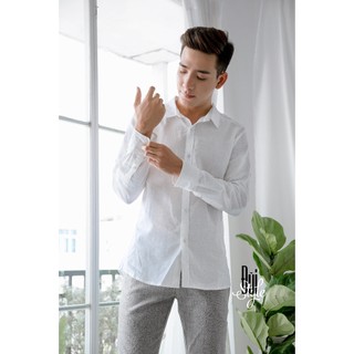 ÁO SƠ MI VẢI ĐŨI (LINEN) DÀI TAY CỔ BẺ