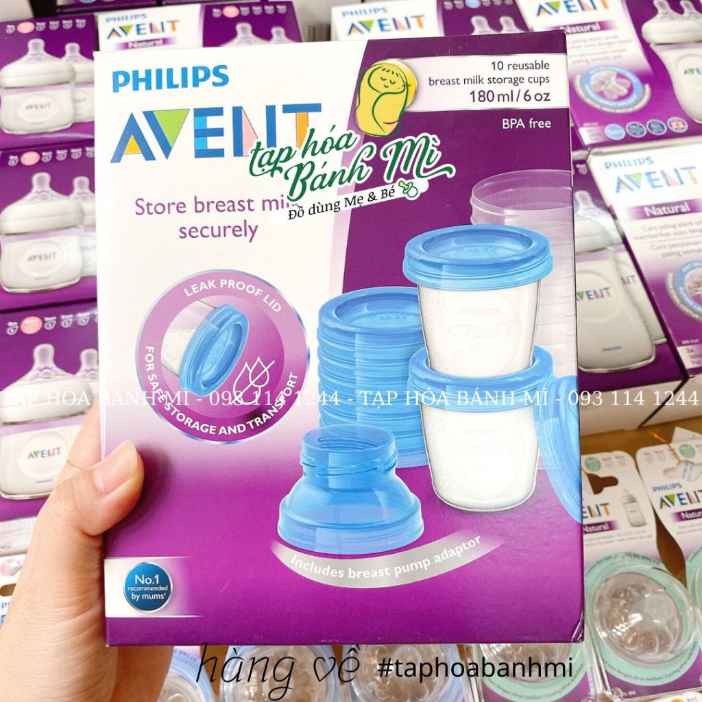 [Tách lẻ cốc và cổ nối] Cốc trữ sữa bằng nhựa Philips Avent 180ml cho bé