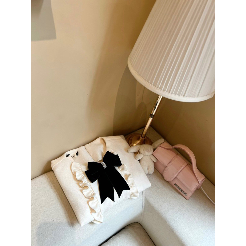 Nơ cài áo dạ tweed thủ công thiết kế DTMbyThaoMy