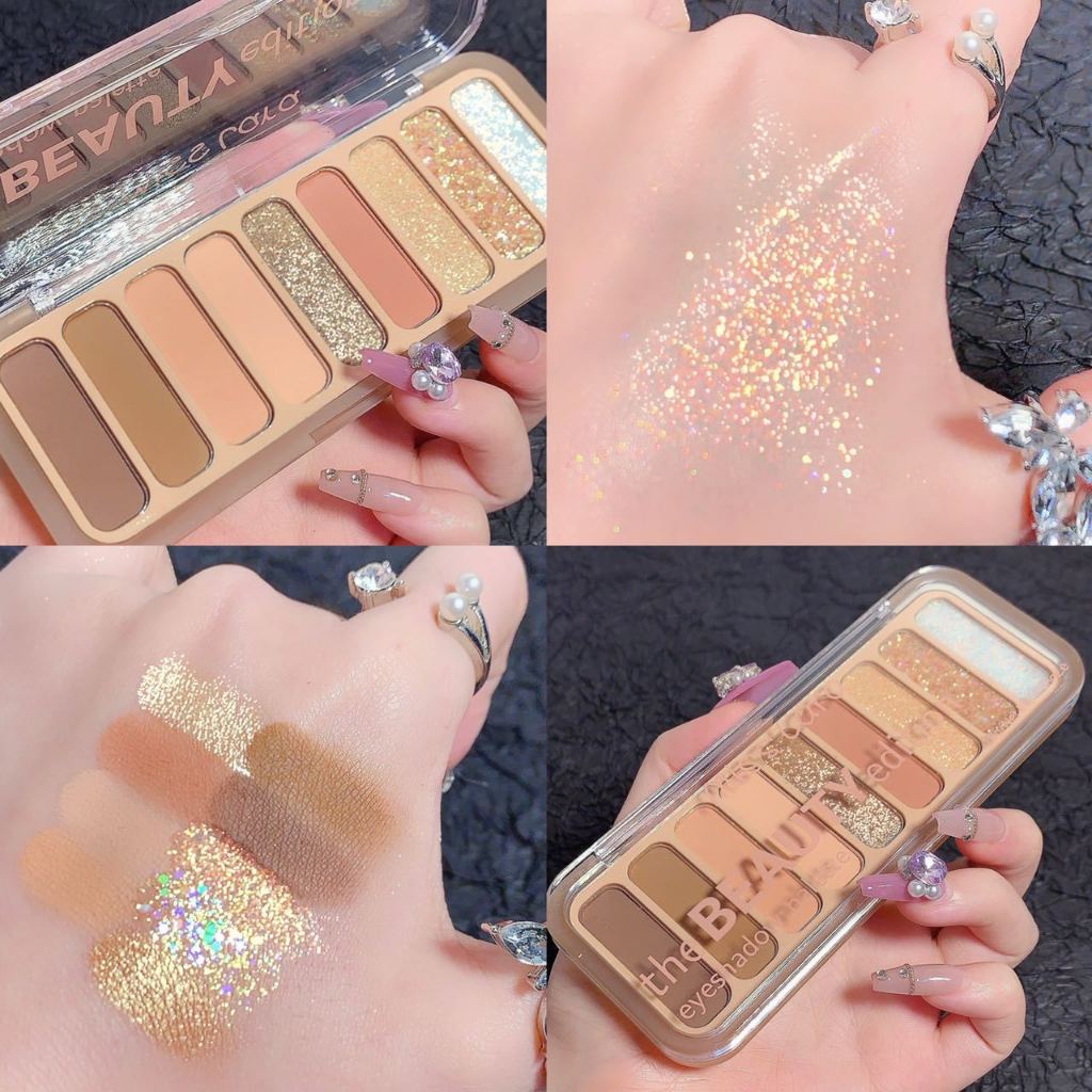 Phấn mắt Miss Lara, bảng mắt 9 ô nội địa trung trang điểm tông cam hồng makeup colourpop C50 - Sammi Beauty