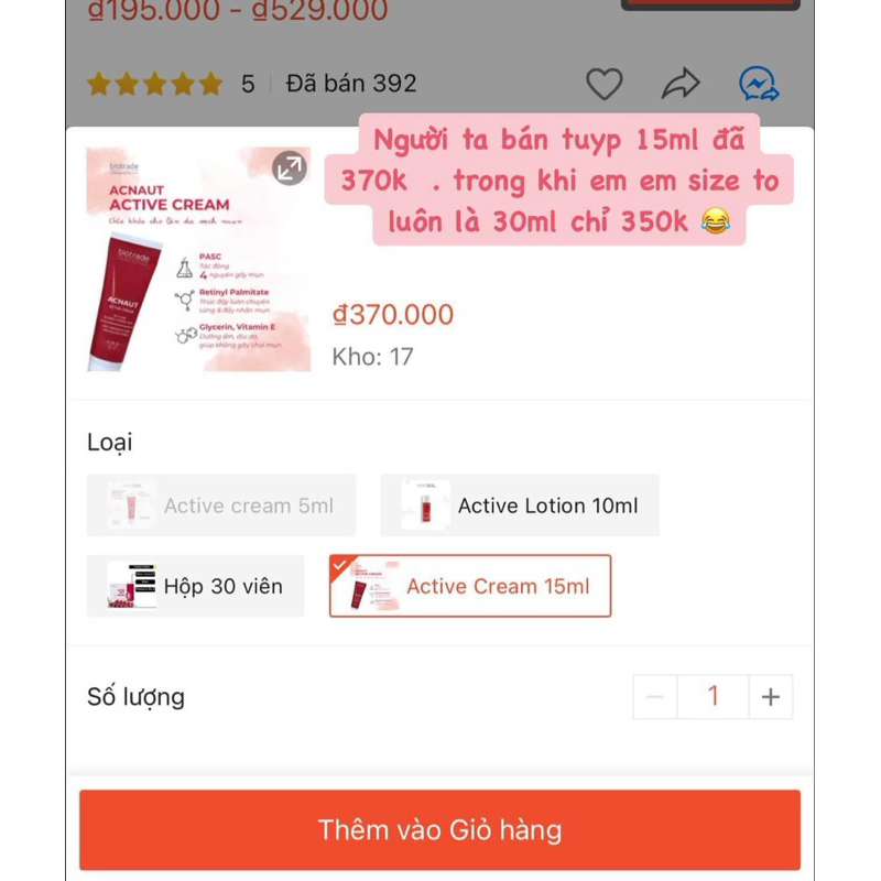 Chấm mụn nội tiết Biotradeeee Cream 30ml