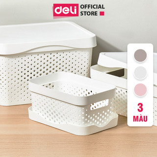 Giỏ Nhựa Đựng Đồ Quần Áo Có Nắp Đa Năng Nhựa Sịn Nhiều Cỡ Deli Hộp Đựng Đồ Có Tay Cầm Phong Cách Nhật