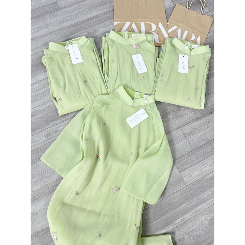 ÁO DÀI XANH THÊU HOA NHÍ  xinh iuu💜