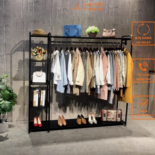 [Kệ quần áo kho xưởng] Kệ treo quần áo, tủ treo sắt sơn tĩnh điện kiểu dáng Hàn Quốc có ngăn để đồ đa năng VNH-512