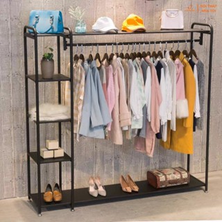 [Kệ quần áo kho xưởng] Kệ treo quần áo, tủ treo sắt sơn tĩnh điện kiểu dáng Hàn Quốc có ngăn để đồ đa năng VNH-512